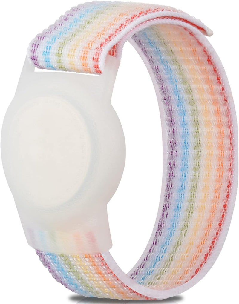 FNCOLL 2 Pack Kids Wristband for AirTag, Nylon Watch Band GPS Tracker Holder Protective Case Compatible with Apple Air Tag, Adjustable Anti-lost Bracelet for Toddler Baby Children Elders - Image 1